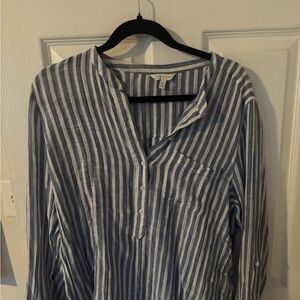Lucky Brand Blue and White Striped Casual Button down